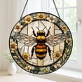 Bee and Yellow Flower Round Suncatcher – Stained Glass Style Garden ...