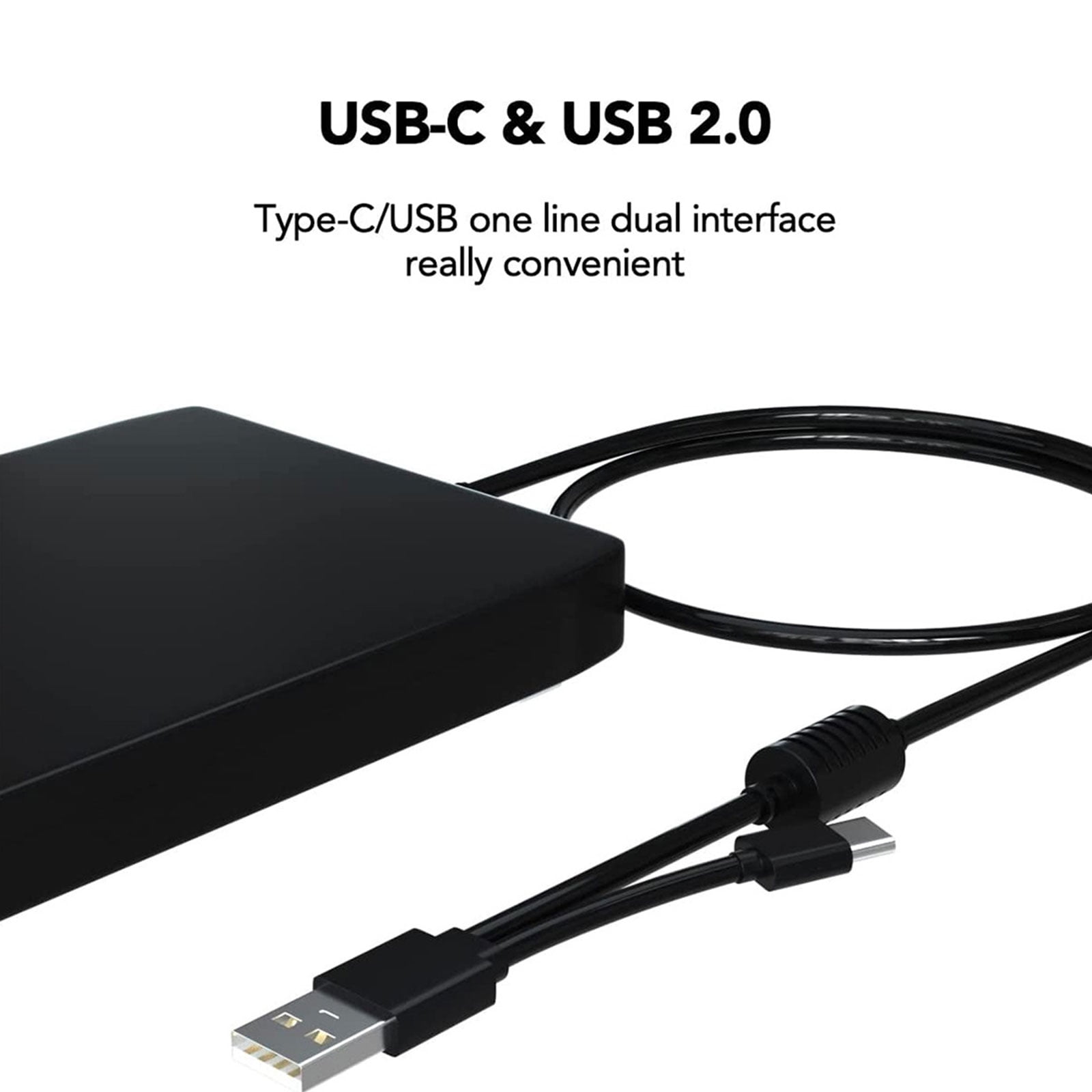 Portable Floppy Disk Reader With Double Ports and Quick Setup for Laptop and Desktop