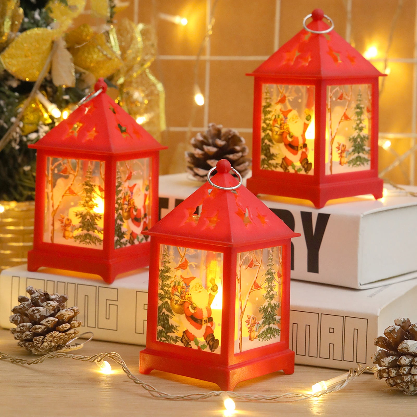 10.5" Christmas Snow Globe Lantern With Nativity Scene - Spinning Snowflake, Music, USB/Battery Powered, Holiday Decoration