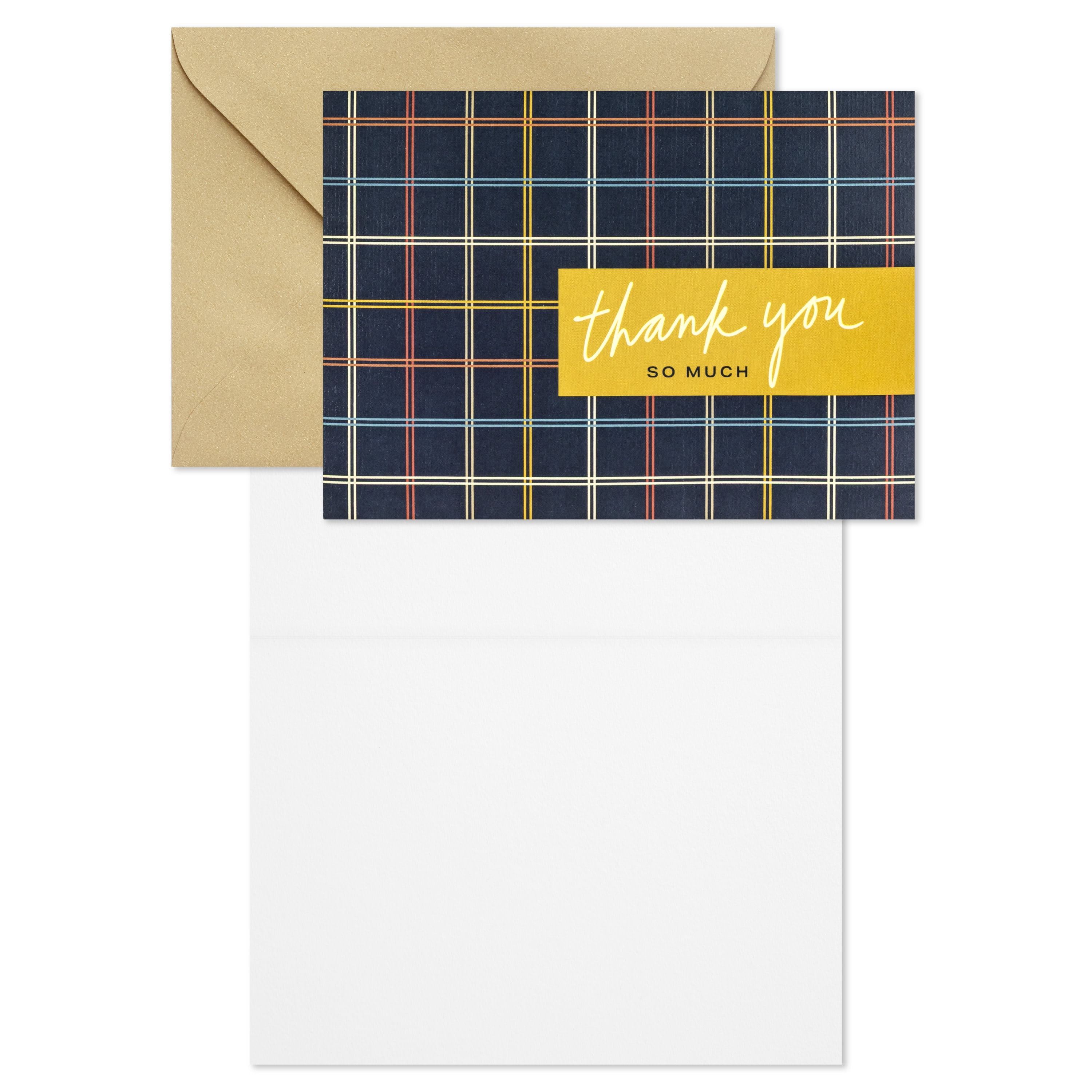 Hallmark Blank Thank You Notes (Dark Plaid), Pack of 10