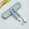 thumbnail image 3 of Juego de cubiertos para niños de 2 piezas, juego de vajilla para niños de acero inoxidable 18/10, juego de cubiertos de plata, cubiertos, utensilios de cena, cuchara, tenedor con estuche de viaje, 3 of 5