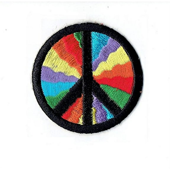 Rainbow Peace Sign - Iron on Applique - Embroidered Patch