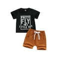 thumbnail image 2 of Infant Baby Boys Clothes Sets Outfits 6M 12M 18M 24M 3Y Letter Print Short Sleeve T-Shirt and Stretch Casual Rolled Shorts Set, 2 of 10
