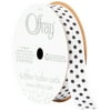 Offray Ribbon, White 5/8 inch Black Dots Grosgrain Ribbon, 9 feet