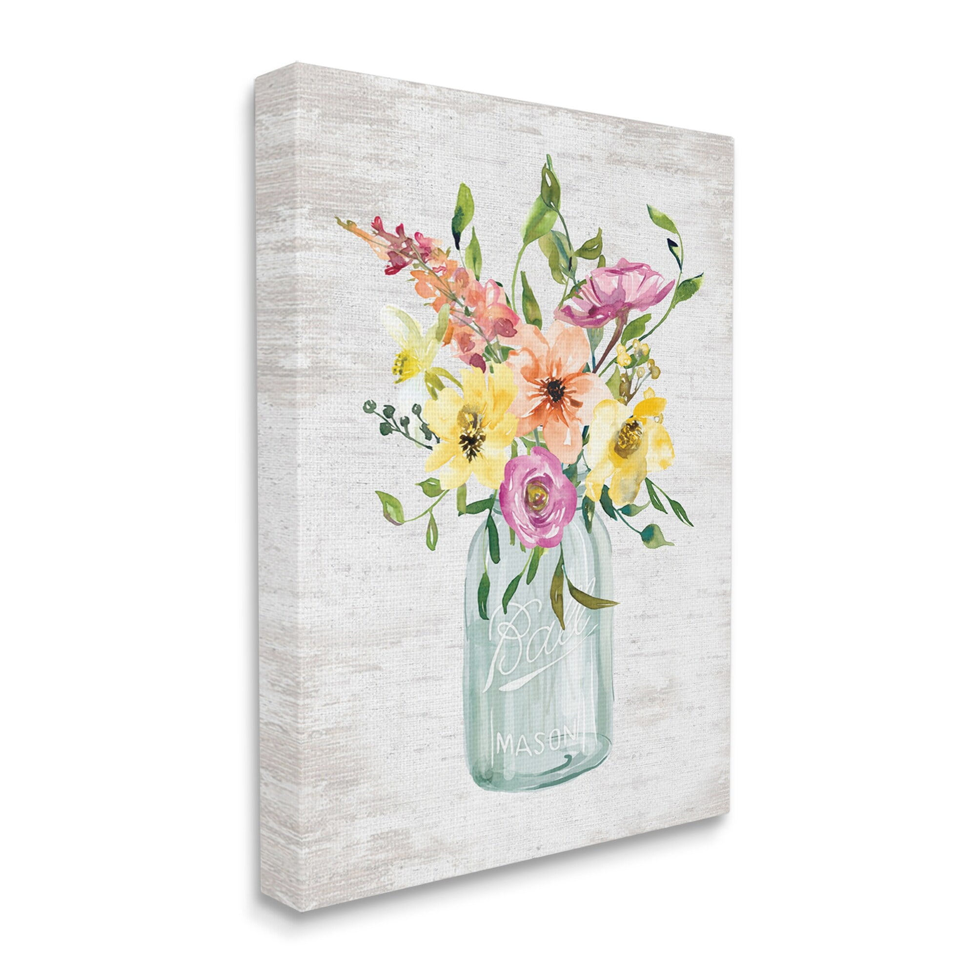 Stupell Industries Spring Meadow Bouquet Traditional Glass Jar Flowers, 24 x 30,Design by Lettered and Lined