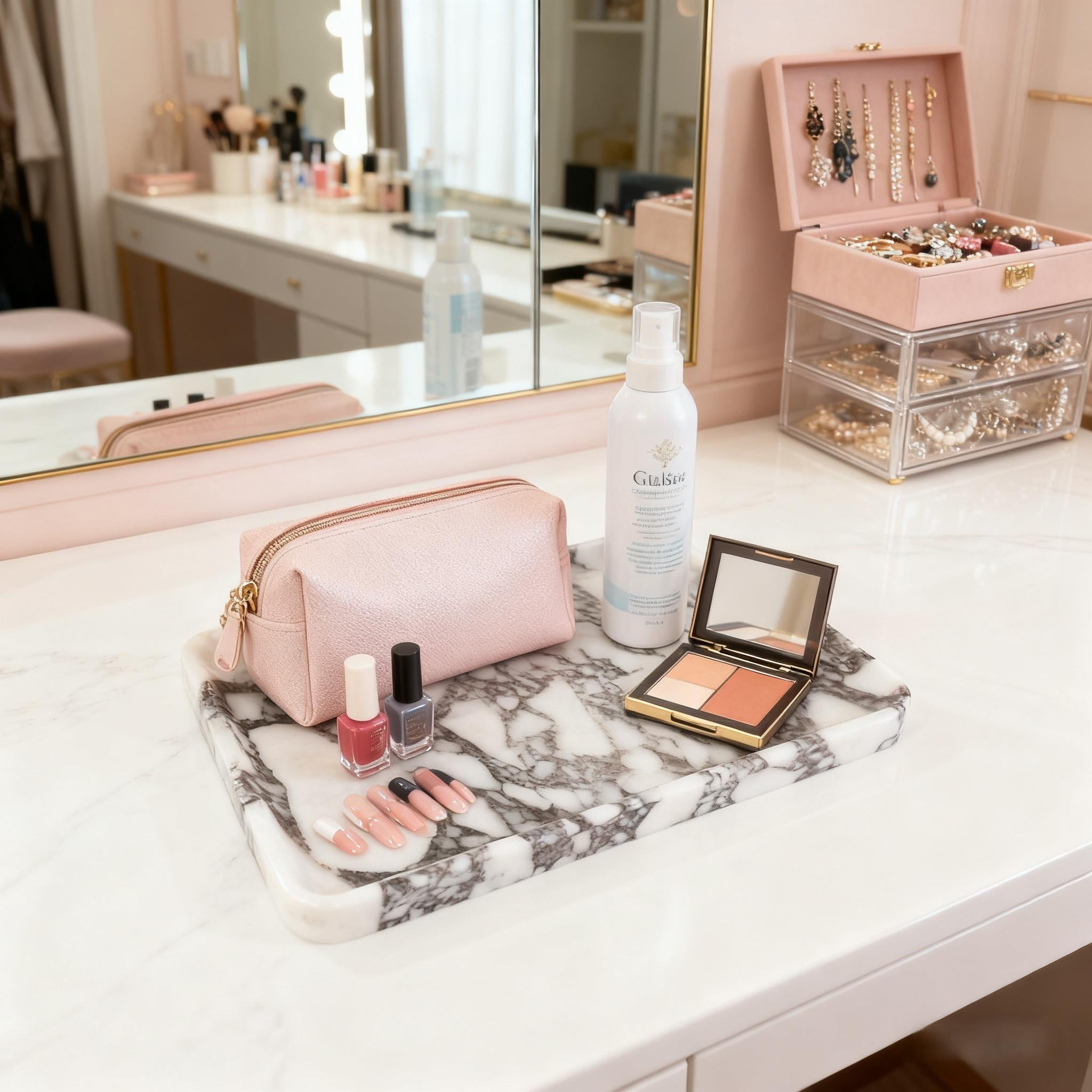 Calacatta Viola Rectangular Marble Dish - Jewelry & Daily Item Organizer for Bathroom Vanity Decor