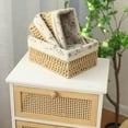 3Piece Wicker Storage Basket， Storage boxes with Removable Liner，Woven