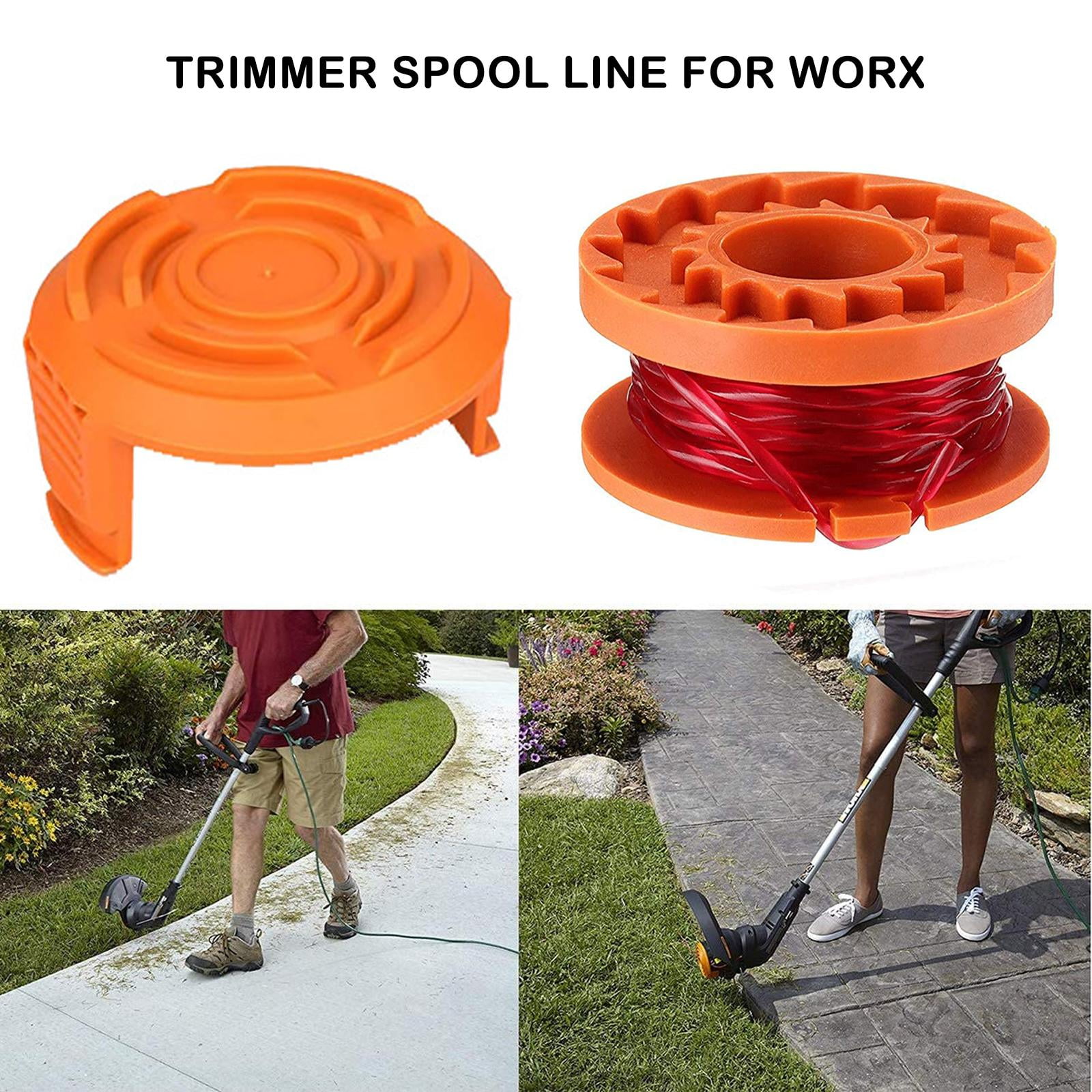 12 Trimmerspulen + 4 Kappen Für Worx Unkrautfresser – WA0010 Kompatibel, 3 M Schnur, 0,2 Cm, Automatische Zuführung
