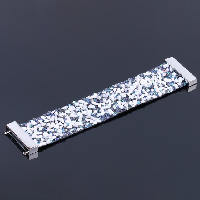 Irregular Stone Crystal Wrapped Wristband Bracelet Wide Cuff Bangles for Women