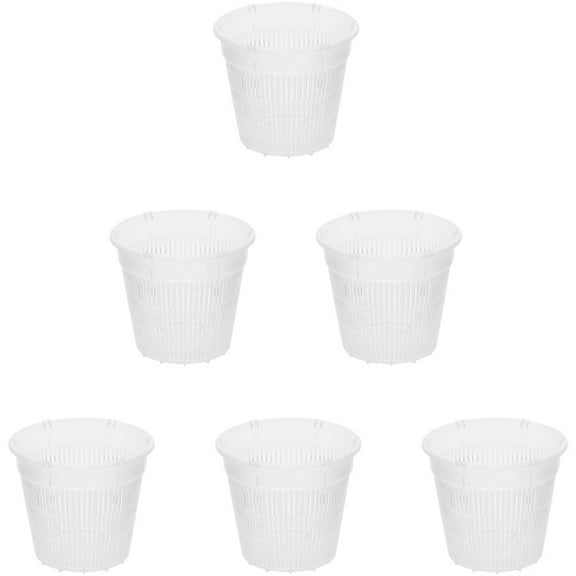 MERRYHAPY 6-Pack White Plastic Orchid Pots with Drainage Holes, Breathable Root Control, 5.5 x 5.5 x 4.7 Inches