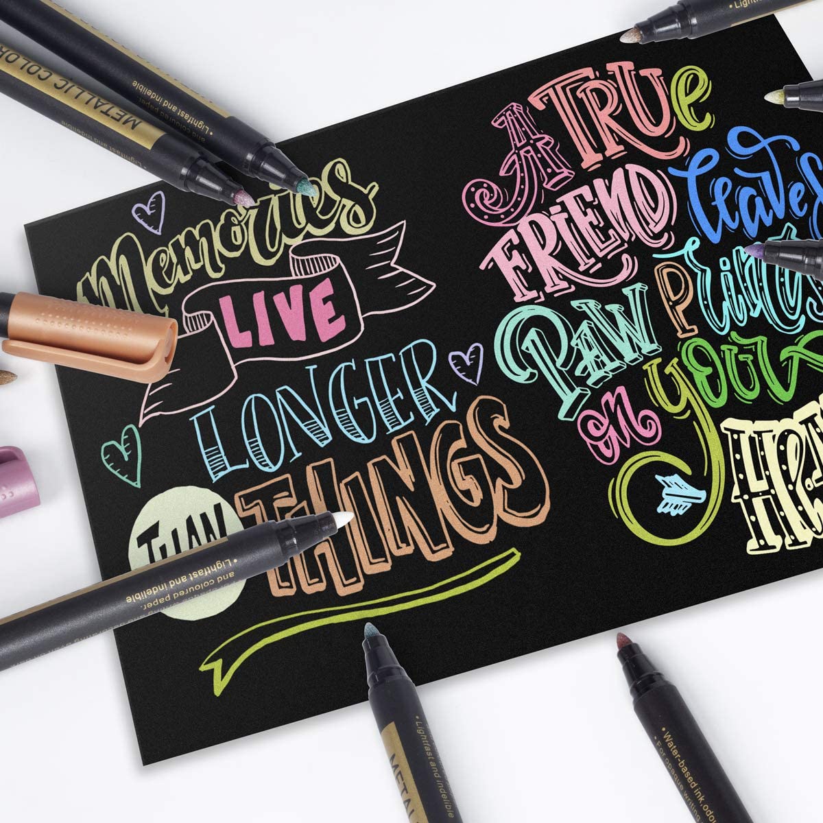 Metallic Paint Markers, 20 Colors Paint Pen Craft Markers for Art, Rock Painting, Photo Albums, Scrapbooking, Black Paper, Mug, Wood, Easter Eggs, Drawing & Adult Art Supplies