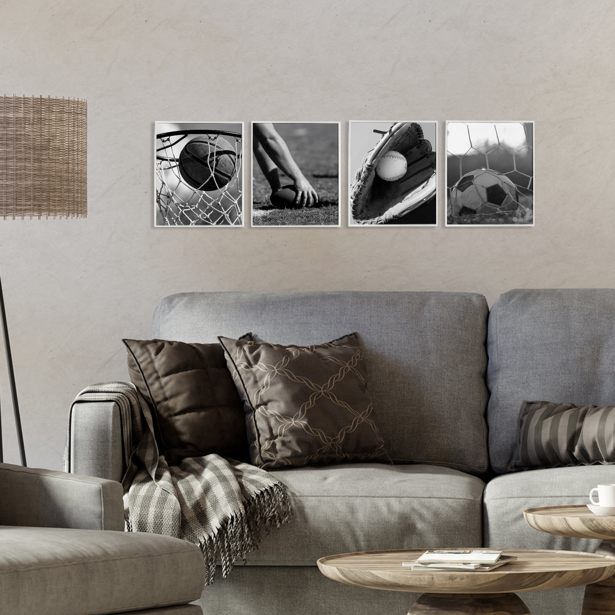 Stupell Industries Athletic Sports In Action 4 Piece White Framed Giclee Art Set, design by Marcus Prime