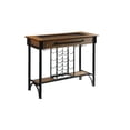 thumbnail image 5 of 19" X 53" X 41" Walnut Black Metal Wood Glass Bar Table, 5 of 5