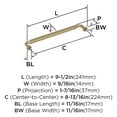 thumbnail image 5 of Amerock Collet 8-13/16 inch (224mm) Center-to-Center Golden Champagne Cabinet Pull, 5 of 5