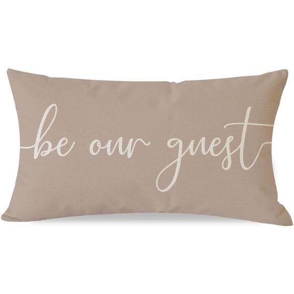 Farmhouse Throw Pillow Cover 12x20 Inch Be Our Guest Pillow Cover Beige Cozy Relax Decorations Lumbar Decorative Pillow Case for Home Guest Room Bedroom Essentials Couch Sofa Bed Decor