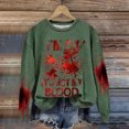 thumbnail image 2 of Rbaofujie Chandails pour Femmes Automne Halloween Mode Chandail Décontracté pour Femmes à Manches Longues Col Rond Imprimé Chandail pour Dames Hauts Blouse Vert Chandail à Capuchon pour Filles, 2 of 3
