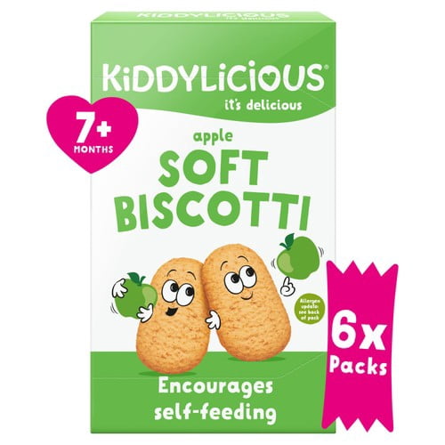 Kiddylicious Apple Soft Biscotti Baby Snacks Multi 6 x 20g, British Import (Pack of 2)