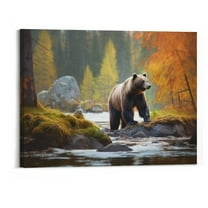 Shiartex  A Bear Walking In The Forest - Fall Wall Art Poster Decorative Painting Holiday Gift Picture Modern Aesthetics Mural Canvas Wall Art (20x16 Inch)