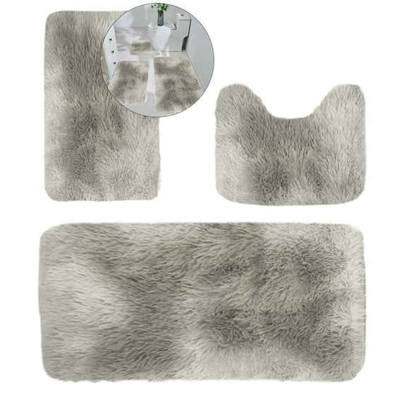 WNFJR Soft Bathroom Carpet 3 Piece Bathroom Rugs and Mats Sets Non-Slip Mat Set Toilet Mat Set Bath Mats Set 3 Piece Set,with U-Shaped Toilet Floor Mat Non Slip Rugs andToilet Lid Cover Mat