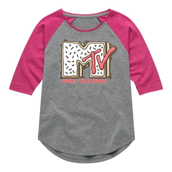 MTV - Sugar Cookie Logo - Toddler & Youth Girls Raglan Graphic T-Shirt