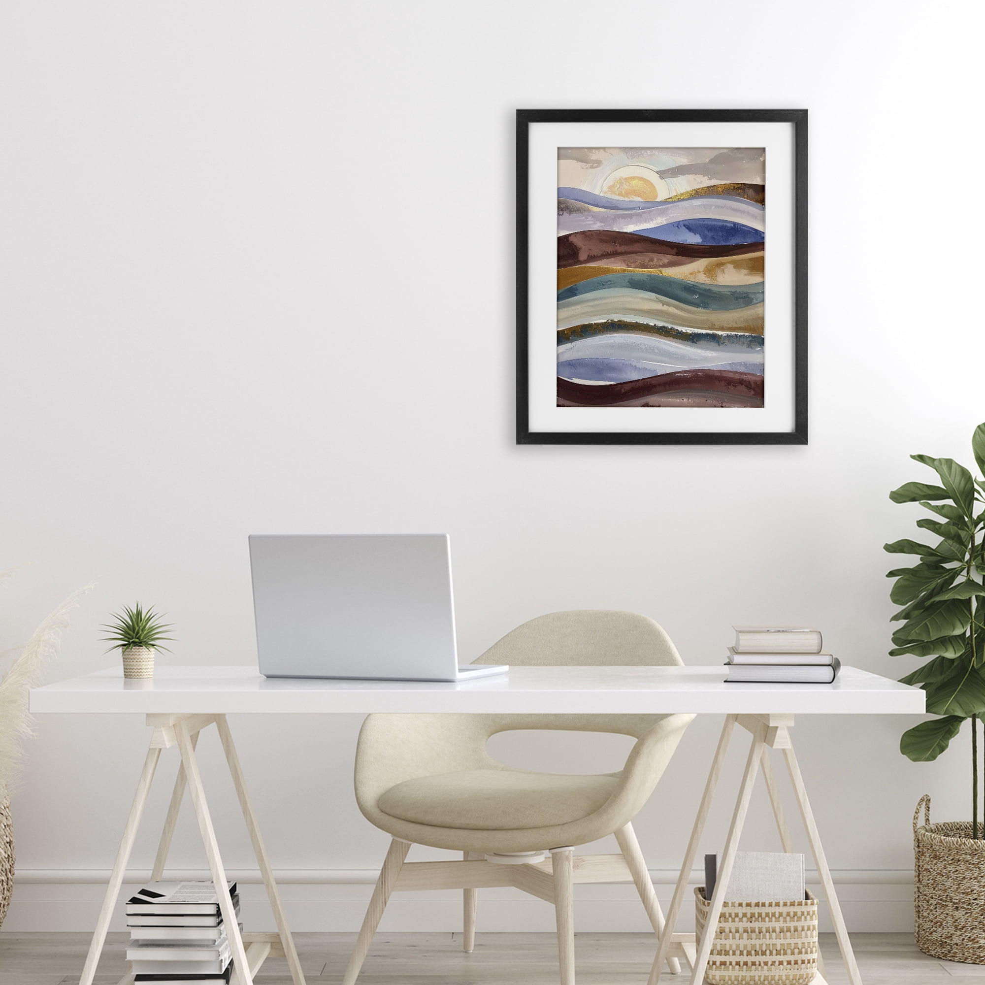 Stupell Industries Layered Ocean Flow Black Framed Print Under Glass, design by Alonza Saunders