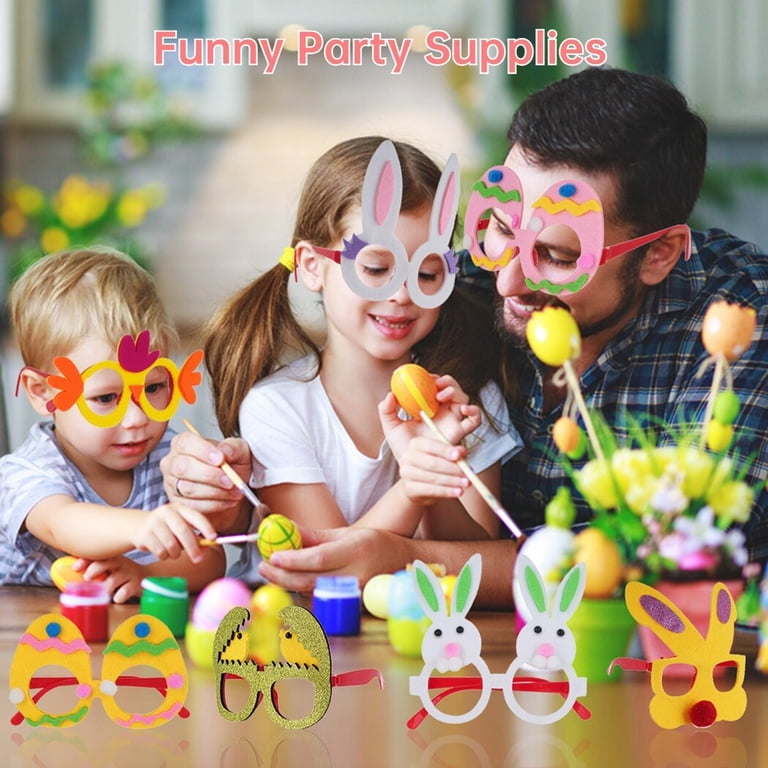 12PCS Easter Party Glasses - Bunny Ears, Chick, Eggs Glasses For Kids, Funny Glasses For Party Favors, Basket Stuffers