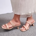thumbnail image 6 of Gpaecead Women Double Strap High Heel Mules Solid Color Backless Cushioned Spring Summer Commute Elegant Shoes,B-Beige, 6 of 8
