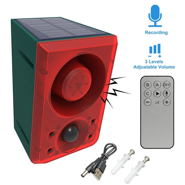 LAFEINA Solar Motion Detector Sound & Strobe Light Alarm , Gunshot