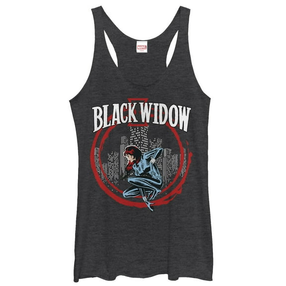 Women's Marvel Black Widow Circle  Racerback Tank Top Black Heather Small