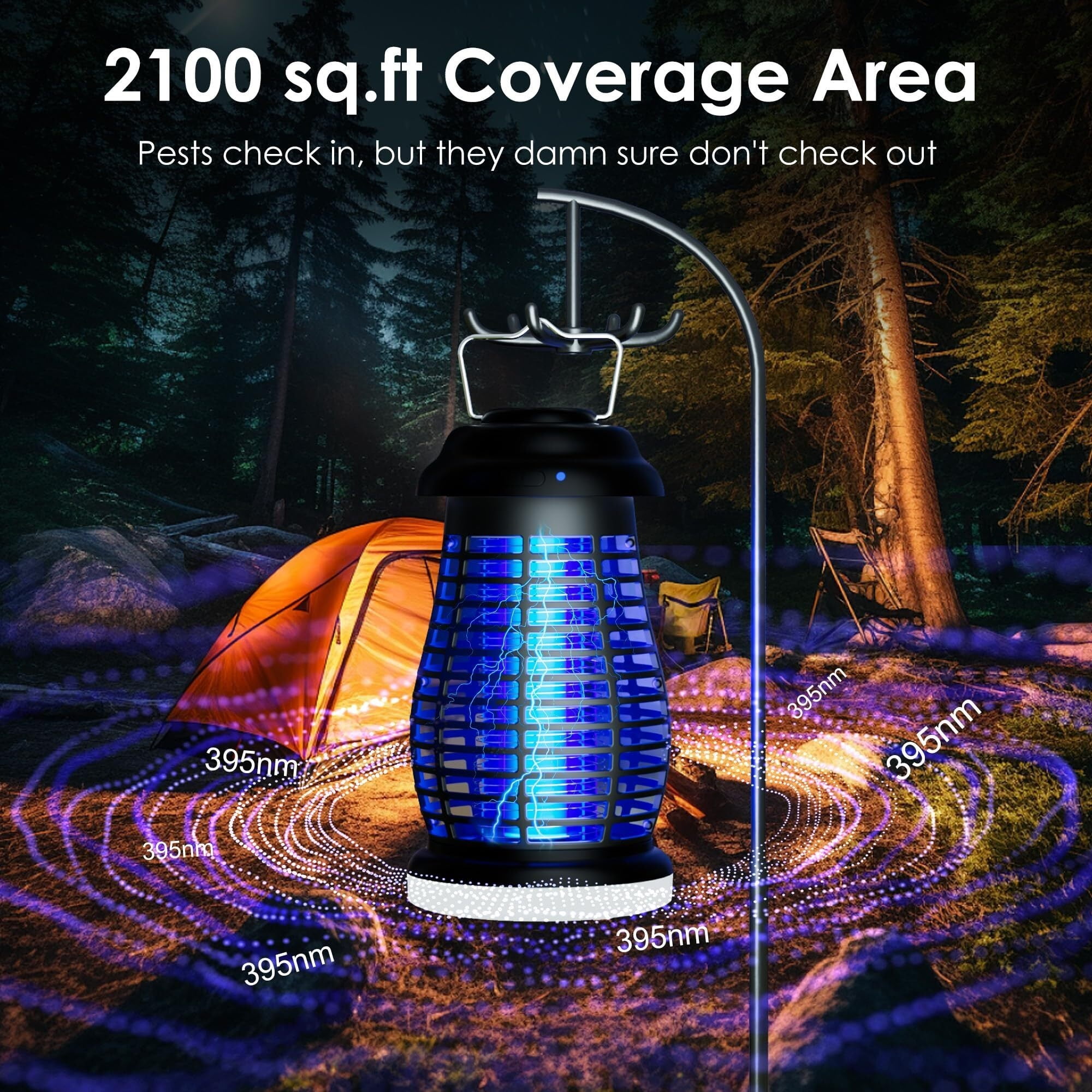 RV external accessories Bug Zapper Outdoor & Indoor Cordless Mosquito Zappers with Rechargeable 2000mAh Battery & Camping Light Electric Fly Trap for RV  Patio, Kitchen,  Portable Gnat Killer