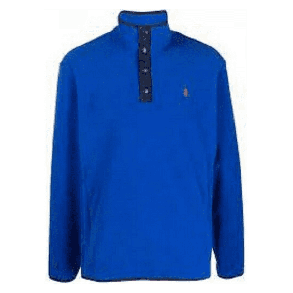 $125 Polo Ralph Lauren Mens 1/4 Snap Long Sleeve Jacket Fleece Royal Blue L
