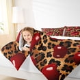 thumbnail image 4 of jejeloiu Chic Leopard Pattern Full Size Comforter Sets,Red Brown Black Bedding Sets For Girls Kids Reversible 3pcs, 4 of 8
