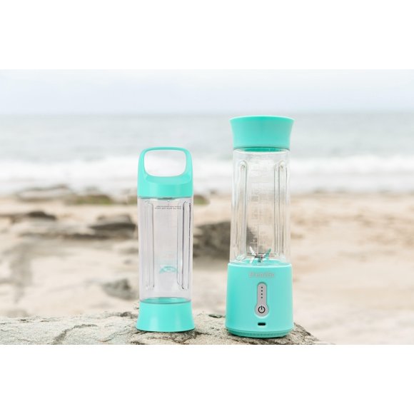 Blen2Go™ New Aqua Plus Waterproof 500ML Portable Blender, Cordless Personal Blender with Lid for Shakes and Smoothies, USB Rechargeable Mini Juicer for Home, Travel, Office (1, Blue)