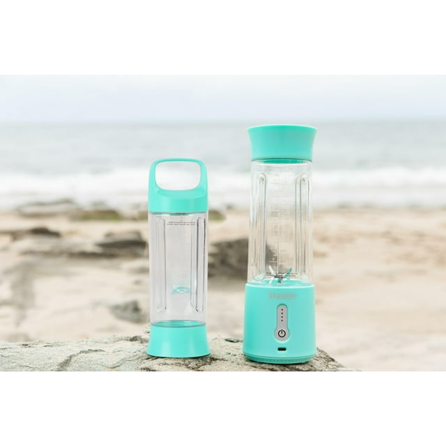 Blen2Go™ New Aqua Plus Waterproof 500ML Portable Blender, Cordless Personal Blender with Lid for Shakes and Smoothies, USB Rechargeable Mini Juicer for Home, Travel, Office (1, Blue)
