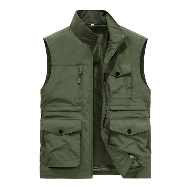 Gilet Sans Manches pour Hommes, Multi-Poches, Polyester Doux et Respirant pour Automne Hiver, Veste Utilitaire Décontractée pour Extérieur