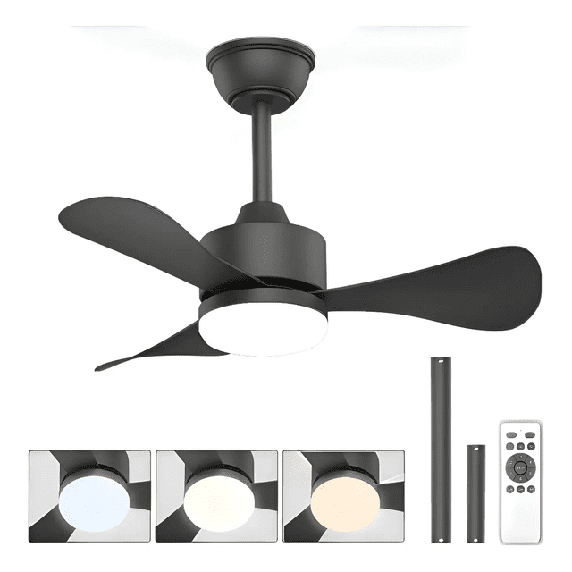 Ventilador De Techo Modernos De 28 Pulgadas, Ventilador De Techo Con Luz Led Y Control Remoto Xtellar negro
