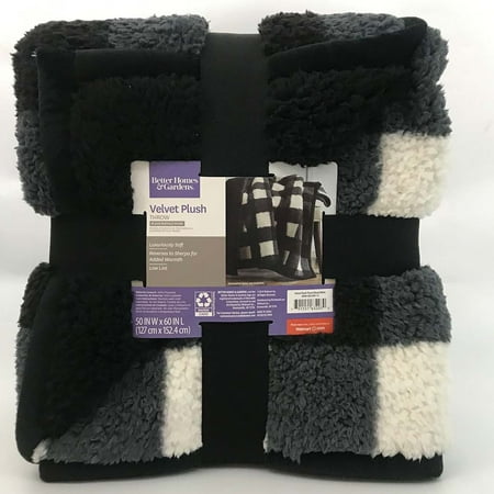 Better Homes & Gardens Sherpa Throw Blanket, 50" x 60", Black Plaid