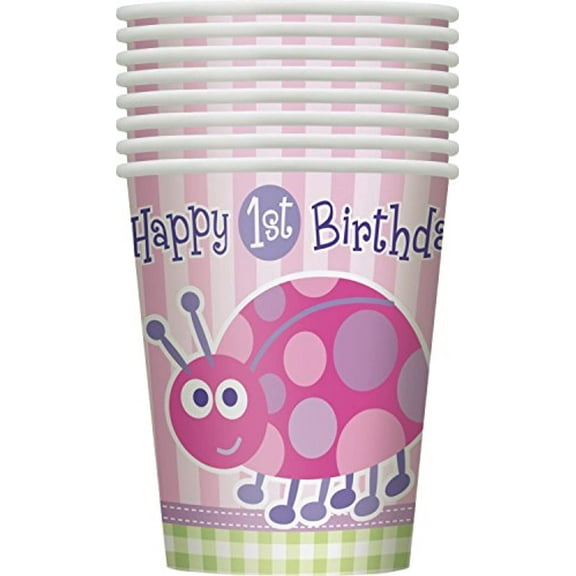 9oz Paper Ladybug 1st Birthday Cups, 8ct