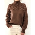 thumbnail image 1 of Suéter casual de mujer de moda europea y americana, jersey de punto suelto de manga larga torcida con cuello de tortuga, ropa de mujer de otoño e invierno, 1 of 5