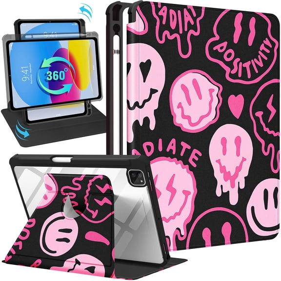 Uppuppy for iPad Pro 12.9 Case Folio Cover with Pencil Holder Women Cute