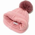thumbnail image 6 of Kids Winter Hat Scarf Gloves 3-Piece Set, Striped Edge Color Block Beanie with PomPom, Fleece Lined Knit Mittens and Neck Warmer, Warm Toddler Accessories for Boys and Girls Ages 2-8 Years Old Pink, 6 of 7