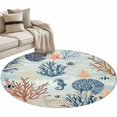 thumbnail image 6 of Blue Coastal Round Rug 3ft Washable Circle Entryway Rugs Non Slip Summer Beach Coral Shell Starfish Seahorse Area Rug Indoor Floor Carpet for Bedroom Kitchen Living Room Home Office Dining Room, 6 of 8