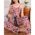 thumbnail image 5 of Gkeoshab Womens Pajama Sets Women's 2026 Summer Ribbed Two Piece Loungewear Heart Print Cami Top & Wide Leg Pants Set Casual Comfortable Outfit, 5 of 8