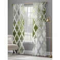 thumbnail image 4 of Sage Green Morocco Sheer Curtains 96 Inch Length 2 Panels Set, Vintage Grey Shabby Chic Plaid Voile Window Treatment Semi Sheer Long Curtains Drapes for Bedroom/Living Room/Kitchen 52"x96"x2, 4 of 7
