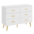 thumbnail image 1 of Ourlova Commode à 6 Tiroirs, Commode Moderne en Bois avec Poignées Dorées et Espace de Rangement, Commode pour Chambre, Couloir, Salon et Entrée, 1 of 9