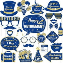 Retirement Photo Booth Props - Glitter Retirement Party Signs with Wooden Sticks, Going Away Office Work Job Change Graduation Ceremony Party Decorations