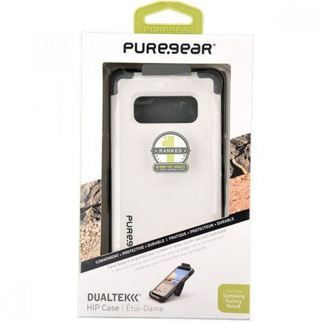SAMSUNG GALAXY NOTE 8 PUREGEAR DUALTEK HIP W/GRAY HOLSTER CASE-ARCTIC WHITE