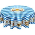 thumbnail image 1 of Oktoberfest Tablecloth Round Bravarian German Flag Table Cloths Circular Table Cover Washable Wipeable Polyester Tabletop Holiday for Dining Kitchen Picnic Party Decor 60 Inch, 1 of 6