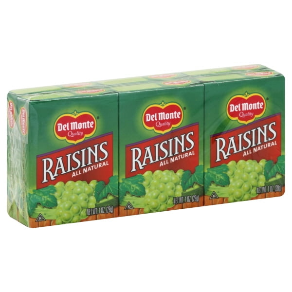 Del Monte All Natural Raisins, 1 Oz., 6 Count