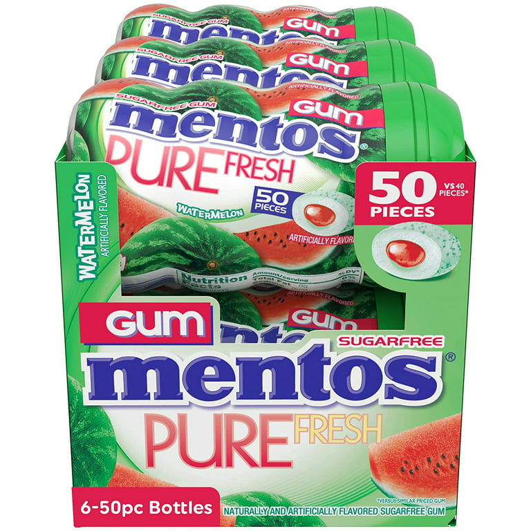 Mentos Sugar Free Pure Fresh Chewing Gums, Winter Green Flavor - 15 Ea, 10  Pack 